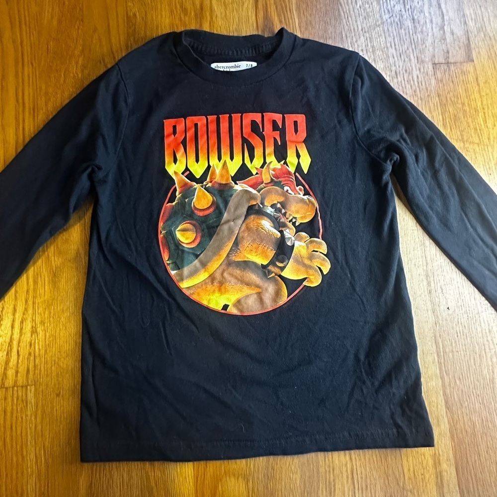 Abercrombie Kids Black Long Sleeve with Bowser Graphic